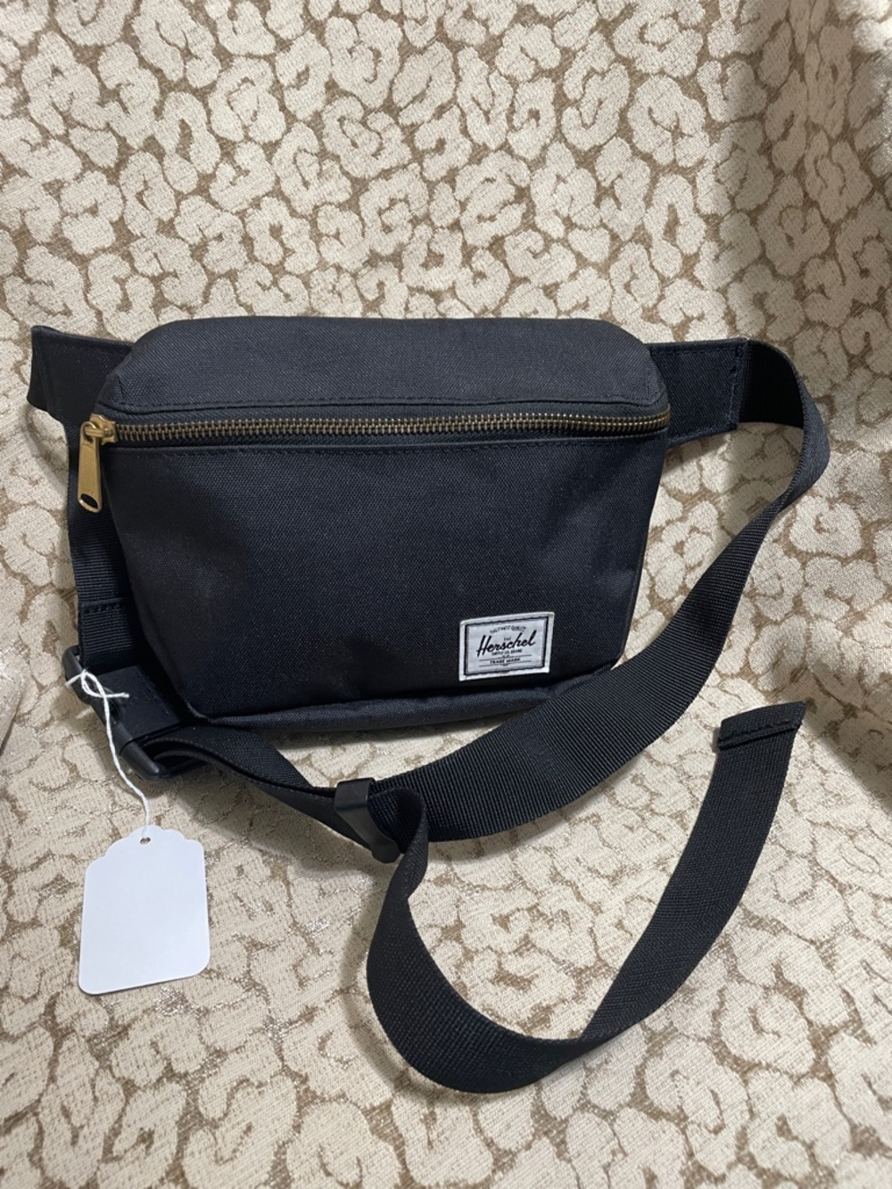 Herschel Supply Company Adjustable Black Belt Bag with Gold Zipper NEW